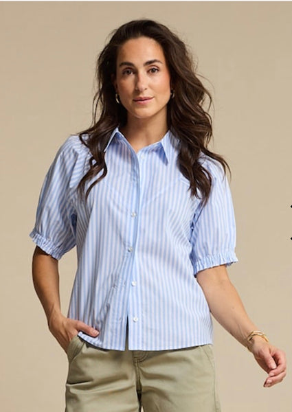 4983 Pinstripe Blouse Pink Or Pale Blue