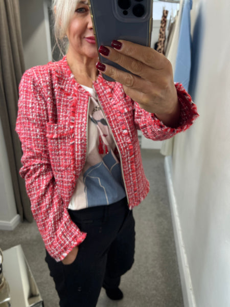 4518 Boucle Mix Red jacket