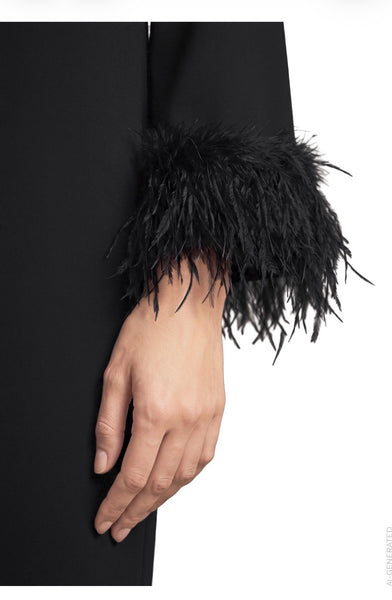 1920 Black Dress with Feather Detail