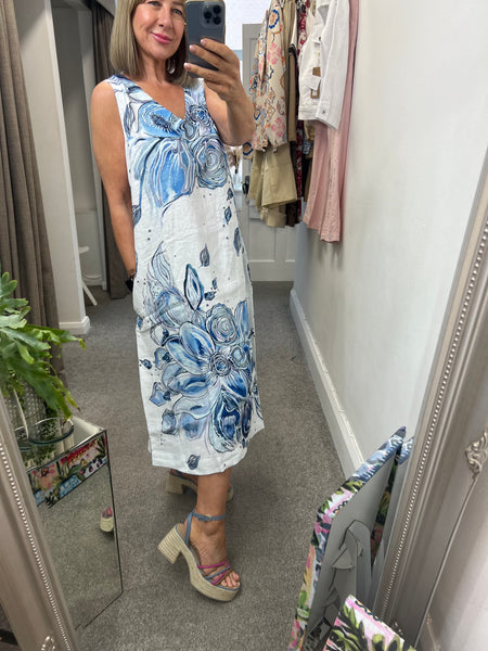 26654 Linen Dress Swirl