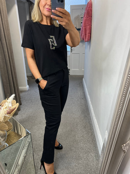 245 1567 Rhinestone Black or White Tee