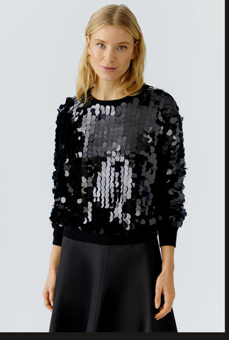 86119 Black Large Mirrored Disc Sweater