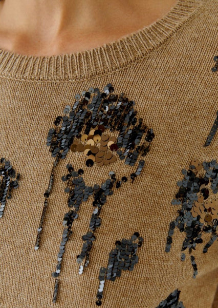 100086 Brown sequin Sweater