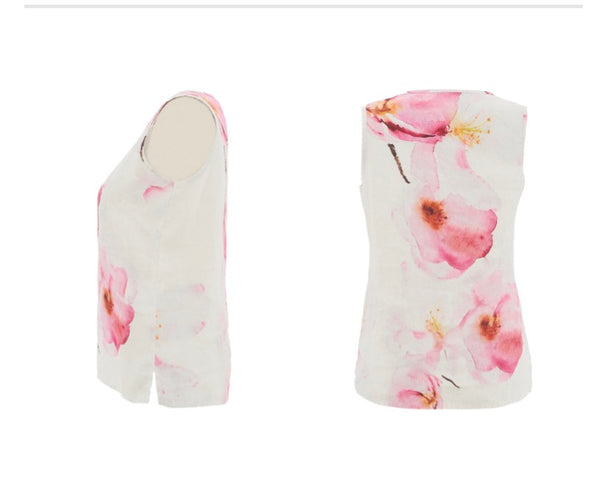 26681 Floral Linen Top