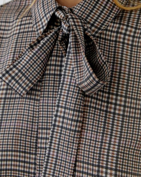 99968 Satin Blouse Plaid