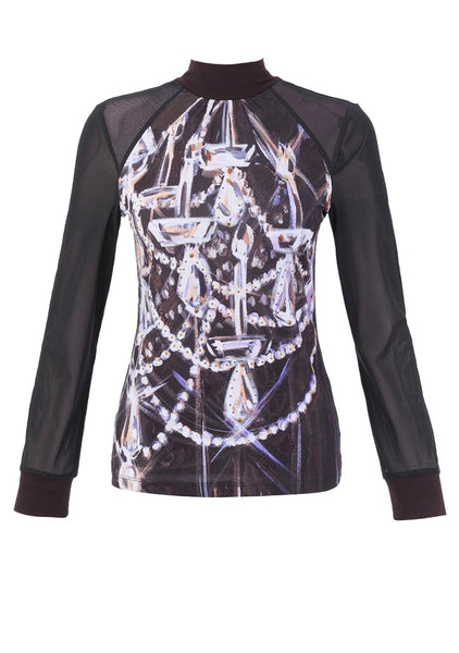 76651  Top Chandelier sheer sleeves