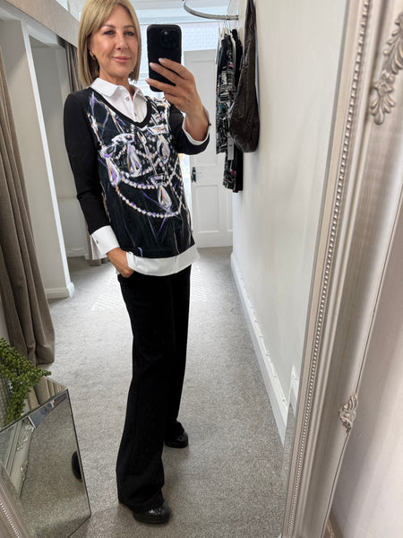 76652 Jersey chandelier Top with false shirt