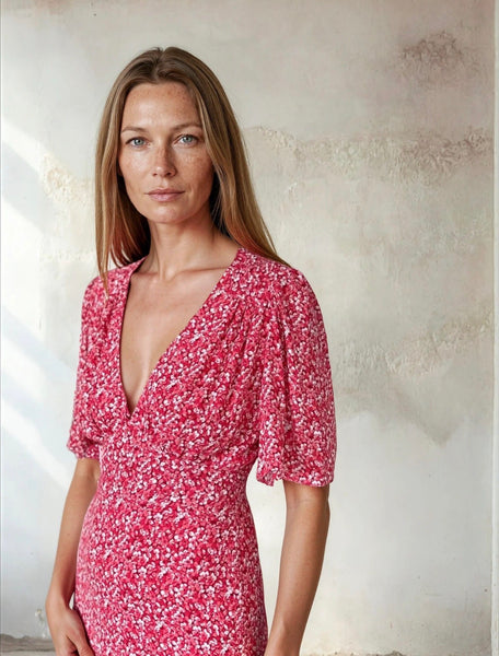 Imelda Ditsy Red Dress