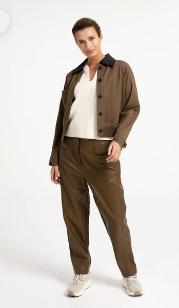 9289 Faux Leather Carrot Leg Trouser