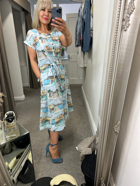 25116 Circle Seaside Print Dress
