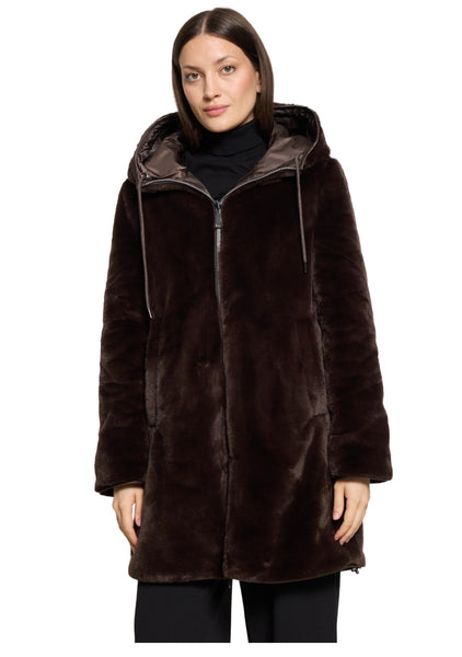 7176 Reversible Faux Fur Coat 3/4 Length