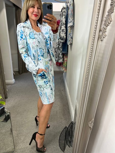 26733 Zip Detail Dress Writing Print
