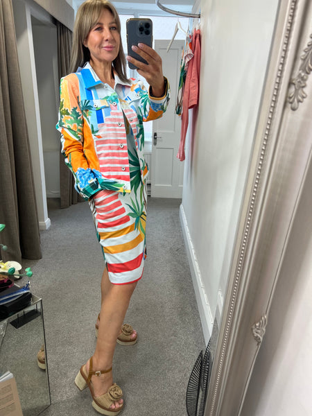 26645 Jersey Dress Palm Tree Print