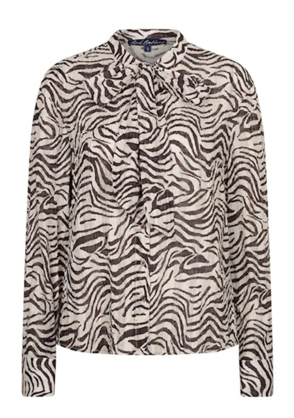 5061 Blouse Zebra Pussybow in Burgundy or Espresso