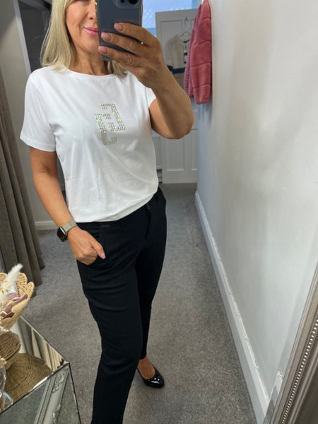 245 1567 Rhinestone Black or White Tee