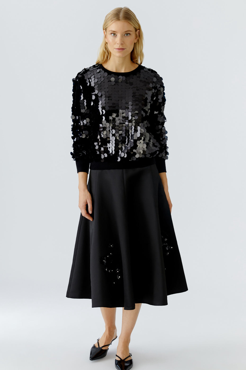 94893 Black Satin Skirt