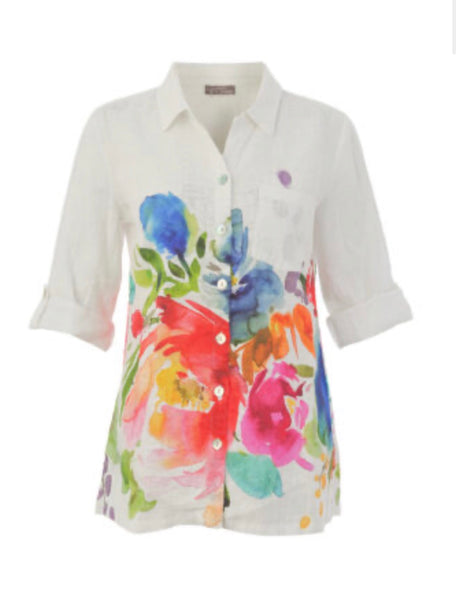 26702 Long Over Floral Shirt