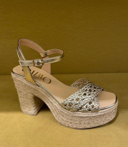 Moritz Gold Block Heel Sandal