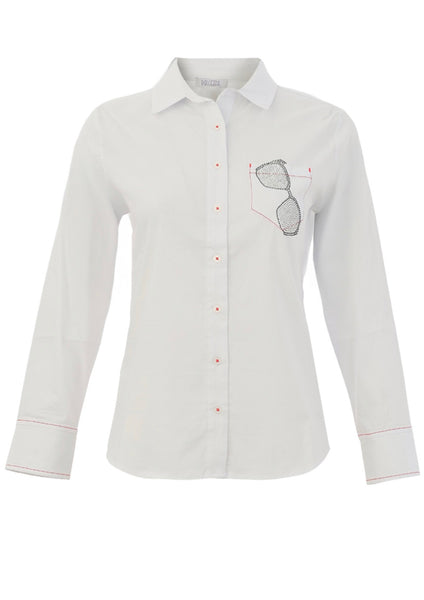 26152 White Lady With Sunglasses Shirt