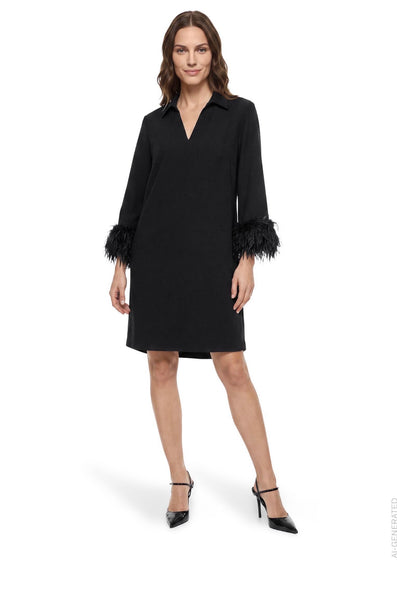 1920 Black Dress with Feather Detail