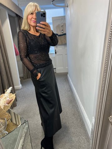CCH1148 Black Sheer Baselayer with diamante