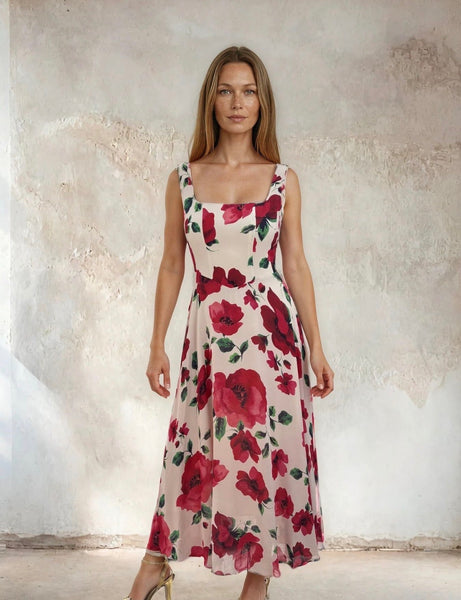 Bella Cream Poppy Dress