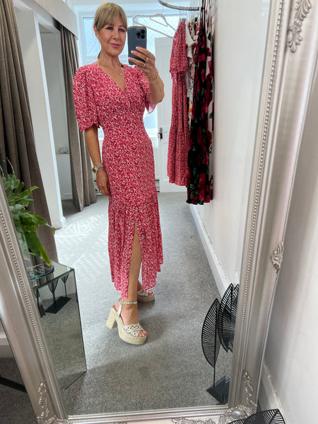 Imelda Ditsy Red Dress