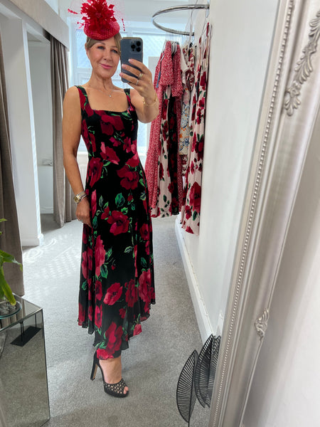 Bella Black Poppy Dress