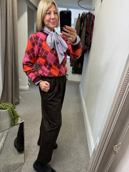 100415 Pussybow Striped Blouse