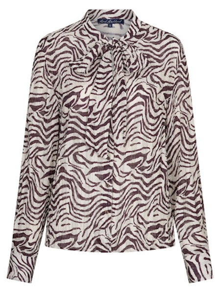 5061 Blouse Zebra Pussybow in Burgundy or Espresso