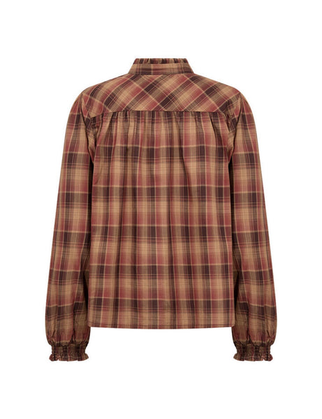 41947 Rust Checked Blouse