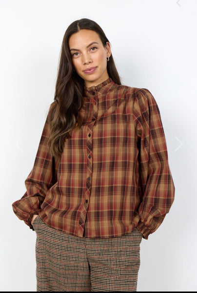 41947 Rust Checked Blouse